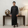 Black Designer Silk Men's Thobe
