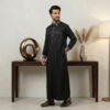 Black Designer Silk Men's Thobe