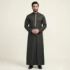 Black Embroidered Thobe for Men