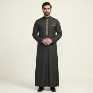 Black Embroidered Thobe for Men