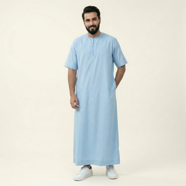 Casual-Short-Sleeve-Sky-Blue-Mens-Thobe-2.jpg Casual Short-Sleeve Sky Blue Mens Thobe