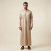 Champagne-Beige-Emirati-Inspired-Mens-Silk-Thobe.jpg Champagne Beige Emirati Inspired Men's Silk Thobe