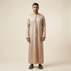 Champagne Beige Emirati Inspired Men's Silk Thobe