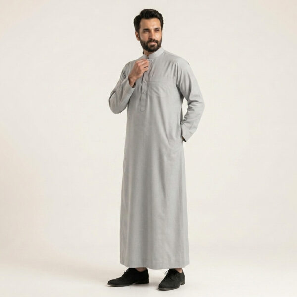 Classic-Dove-Grey-Mens-Arabic-Thobes-2.jpg Classic Dove Grey Men's Arabic Thobe