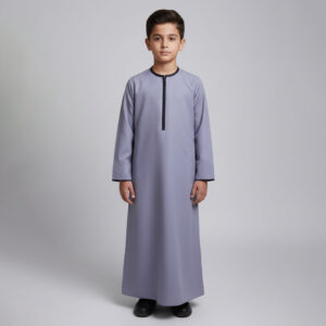 Classic Grey Designer Jubba Thobe for Boys