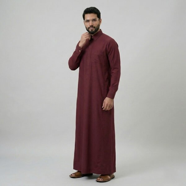 Classic Point Collar Men's Maroon Thobe
