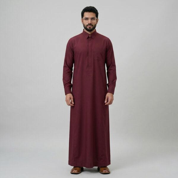 Classic Point Collar Men's Maroon Thobe