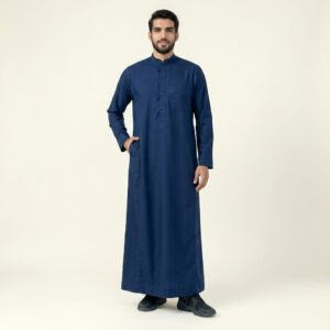 Classic Saudi Style Navy Blue Men's Thobe