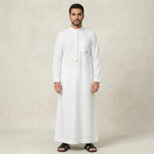 Classic White Embroidered Thobes for Men
