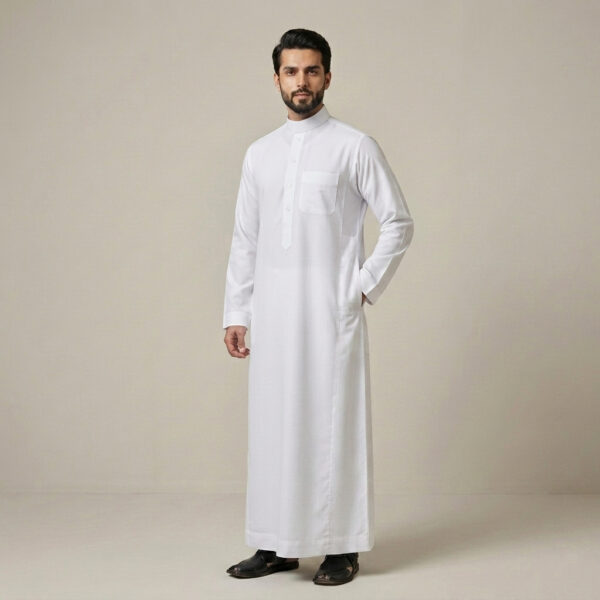 Classic-Whtie-Saudi-Style-Mens-Cashmere-Wool-Thobe-2.jpg Classic Whtie Saudi Style Men's Cashmere Wool Thobe