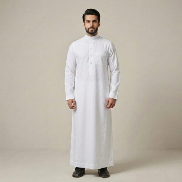 Classic-Whtie-Saudi-Style-Mens-Cashmere-Wool-Thobe.jpg Classic Whtie Saudi Style Men's Cashmere Wool Thobe