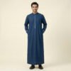 Contrast Accents Indigo Blue Men's Thobe