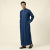 Contrast Accents Indigo Blue Men's Thobe