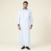 Contrast Collar White Thobe for Men