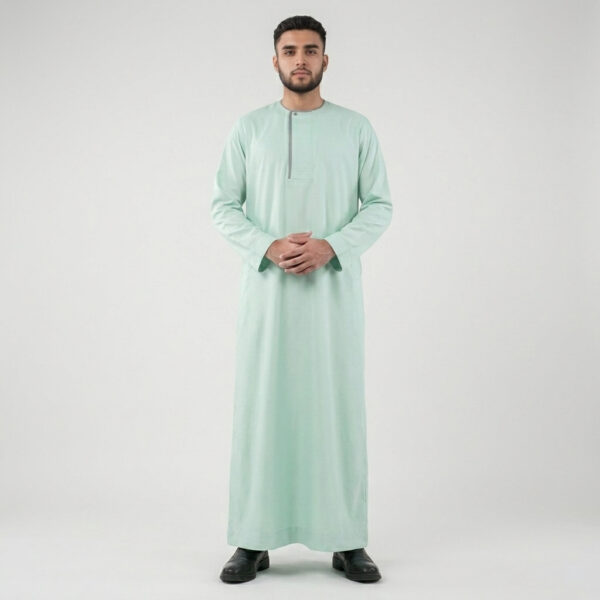 Contrast-Piping-Mint-Green-Mens-Thobes.jpg Contrast Piping Mint Green Men's Thobe
