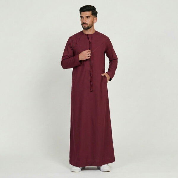 Deep-Maroon-Mens-Emirati-Thobes.jpg Deep Maroon Men's Emirati Thobe