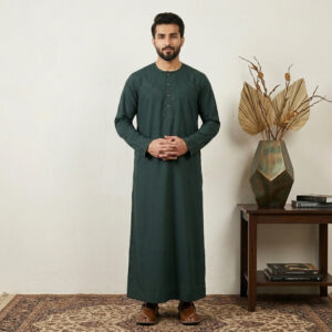 Deep Pine Green Omani Style Men's Thobe