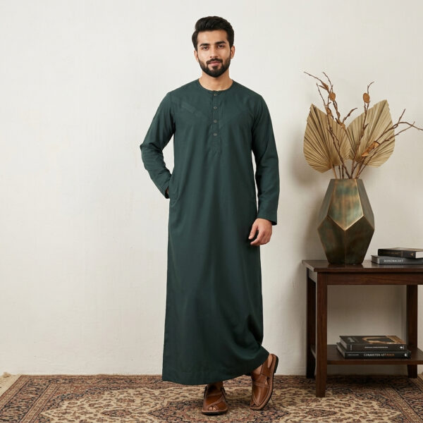 Deep Pine Green Omani Style Men's Thobe