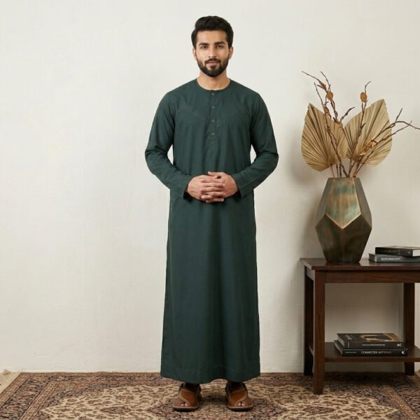 Deep Pine Green Omani Style Men's Thobe