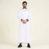 Designer Contrast Collar White Thobe for Men