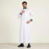 Designer Contrast Collar White Thobe for Men