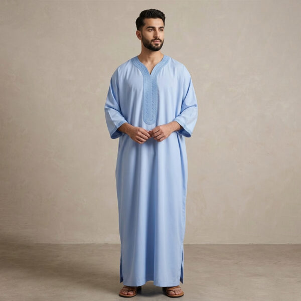 Designer Light Blue Moroccan Thobe