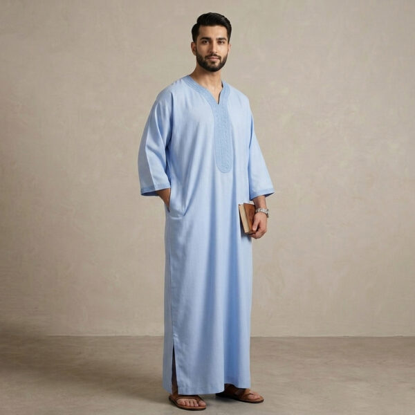 Designer Light Blue Moroccan Thobe