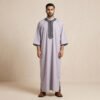 Dusty Lavender Embroidered Moroccan Thobe for Men