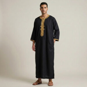 Executive Black with Gold Moroccan Thobe for Men