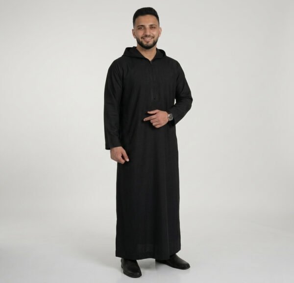 Executive Onyx Black Men's Hooded Thobe