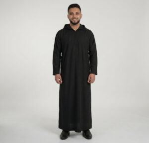 Executive Onyx Black Men's Hooded Thobe