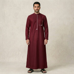 Executive Royal Maroon Embroidered Thobes for Men