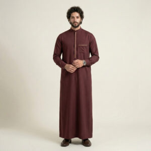 Gold-Contrast-Mens-Maroon-Thobes.jpeg Gold Contrast Men's Maroon Thobe
