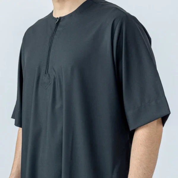 Mens-Black-Half-Sleeves-Thobe-1.webp Men’s Black Half Sleeves Thobe