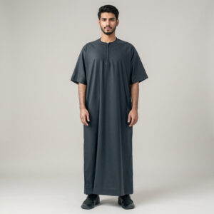 Men’s Black Half Sleeves Thobe