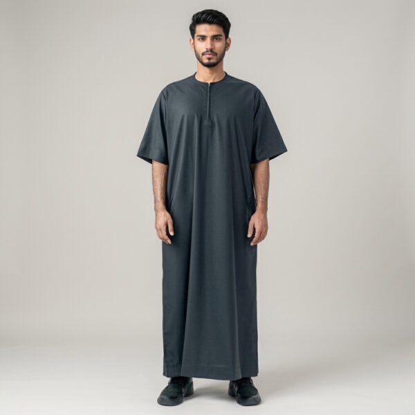 Mens-Black-Half-Sleeves-Thobe.jpg Men’s Black Half Sleeves Thobe