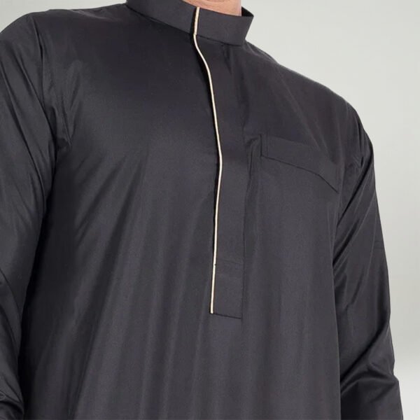 Men’s Black Thobe With Piping