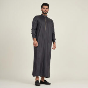 Men’s Black Thobe With Piping