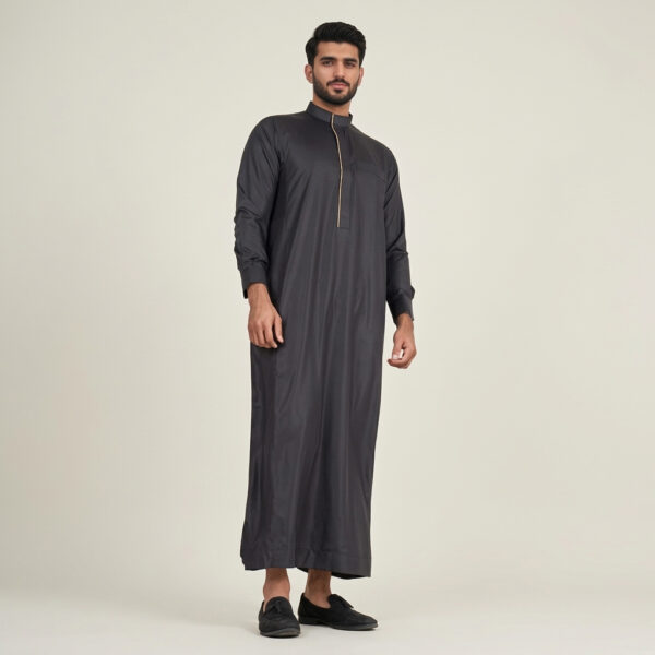 Men’s Black Thobe With Piping