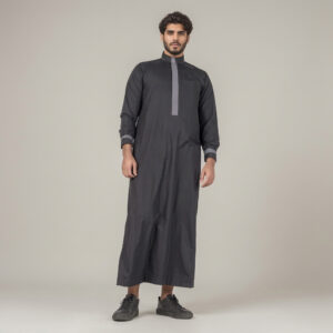 Men’s Designer Printed Black Thobe