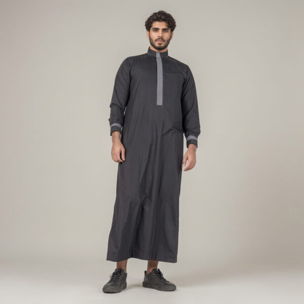 Men’s Designer Printed Black Thobe