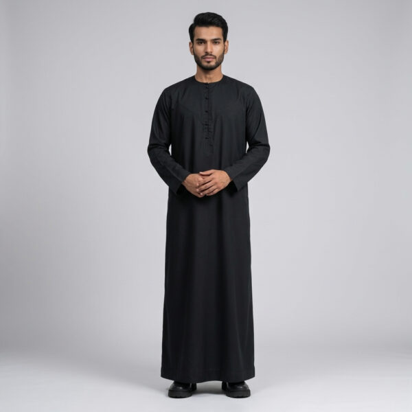 Men's Plain Black Color Omani Thobe