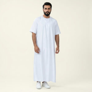 Men's Short-Sleeve White Omani Thobe