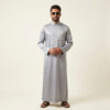 Metallic Slate Grey Arabic Silk Thobe for Men