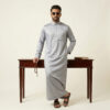 Metallic Slate Grey Arabic Silk Thobe for Men
