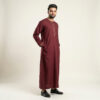 Minimalist-Embroidered-Mens-Maroon-Thobes-2.jpeg Minimalist Embroidered Men's Maroon Thobe