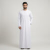 Minimalist Loop-Button White Thobe for Men