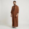 Modern Brown Embroidered Moroccan Thobe for Men