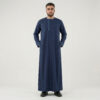 Modern Contrast Piping Navy Blue Men's Thobe