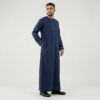 Modern Contrast Piping Navy Blue Men's Thobe